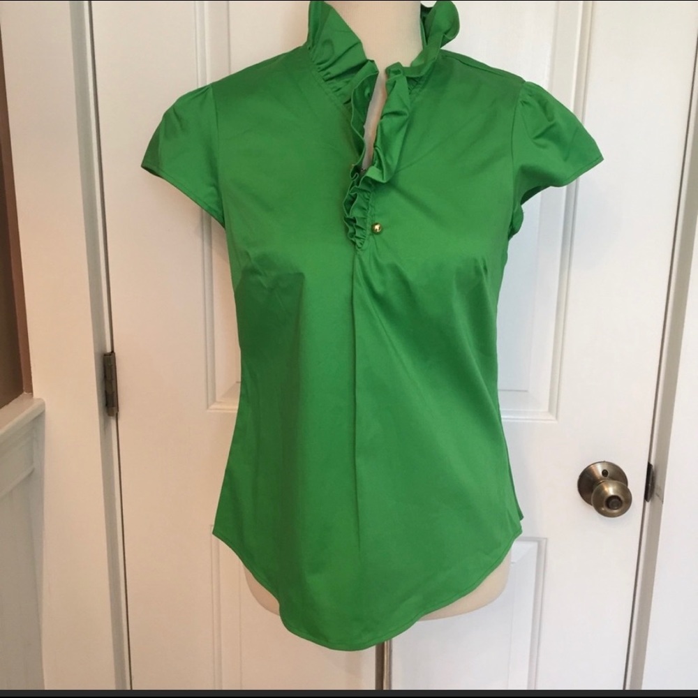 ⭐️NEW ELIZABETH McKAY ELIZABETH SHIRT TOP GREEN 6